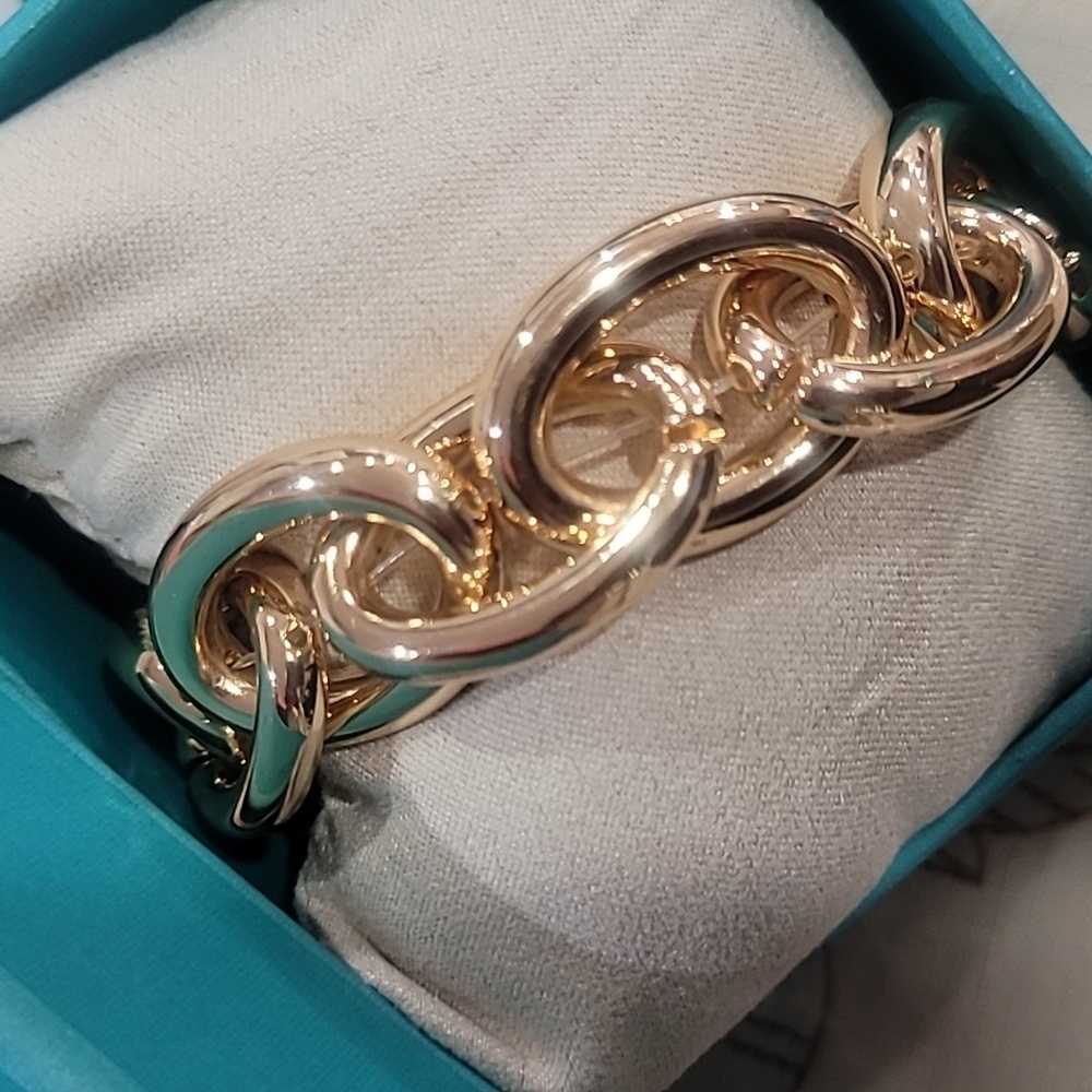 💛▪️House of Harlow▪️ 1960 Gold Link Chunky Stretch Bracelet - Picture 5 of 6
